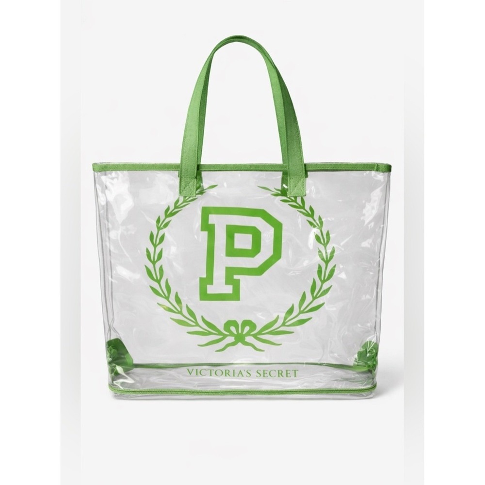 Vintage Y2K Victorias Secret PINK Monogram Green Clear Bag Tote Stadium 90s Logo